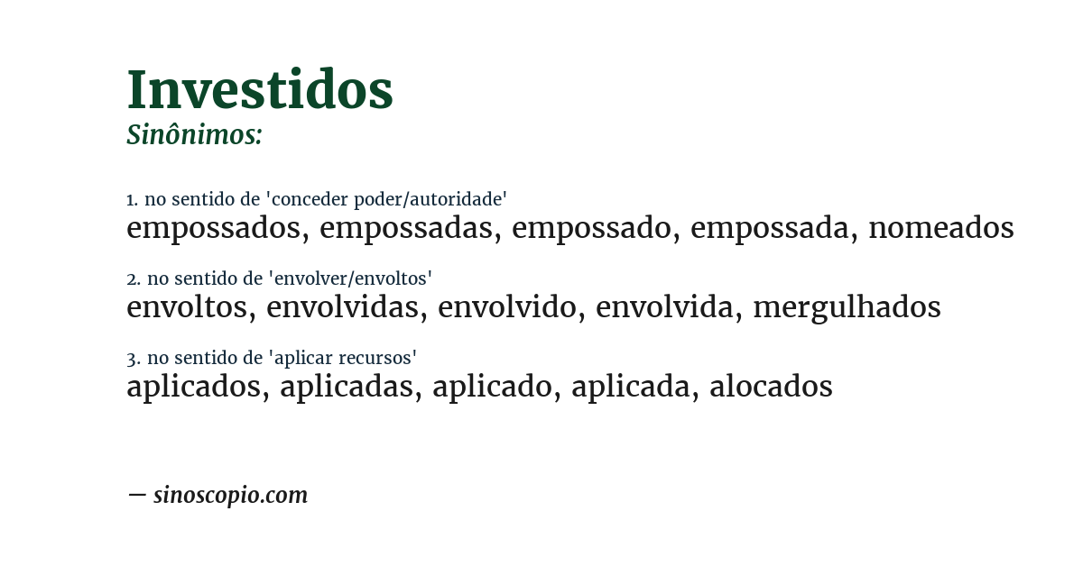 Sinônimo de investidos