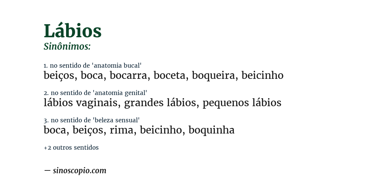 Sinônimo de lábios