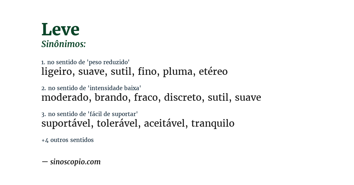 Sinônimo de leve