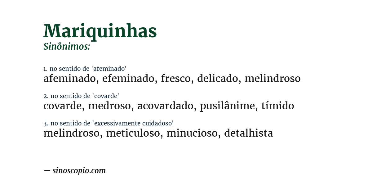 Sinônimo de mariquinhas