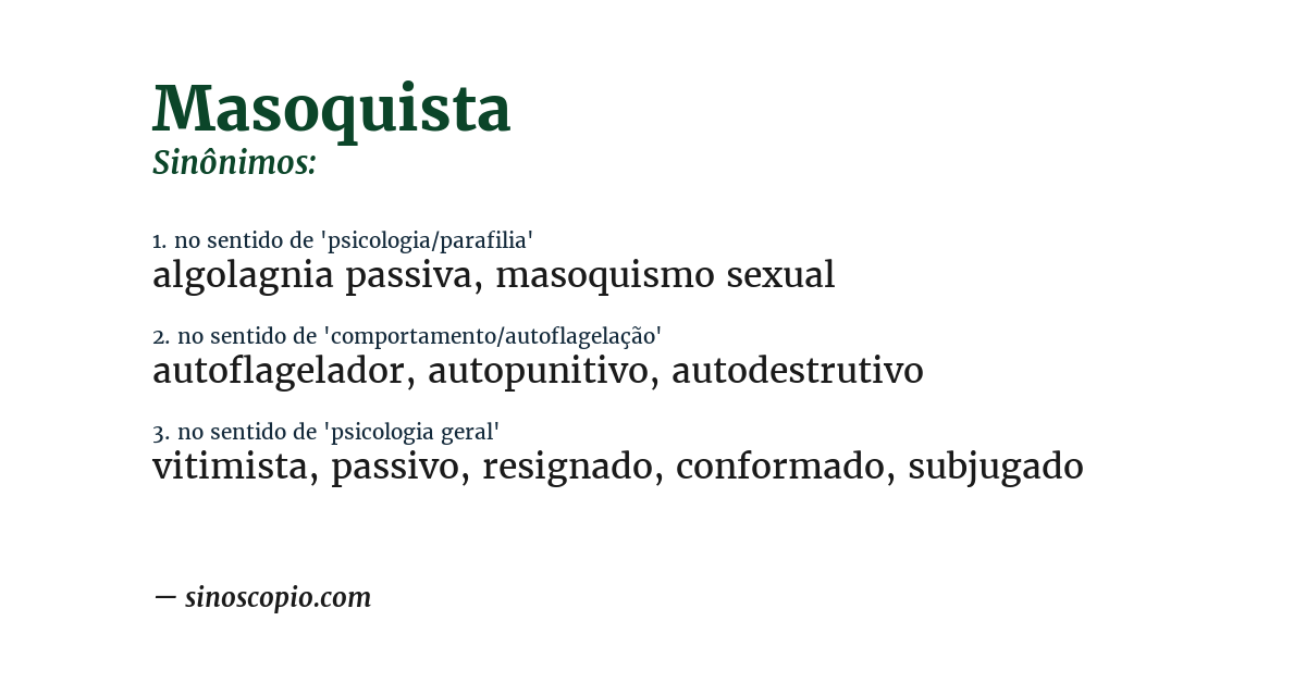 Sinônimo de masoquista
