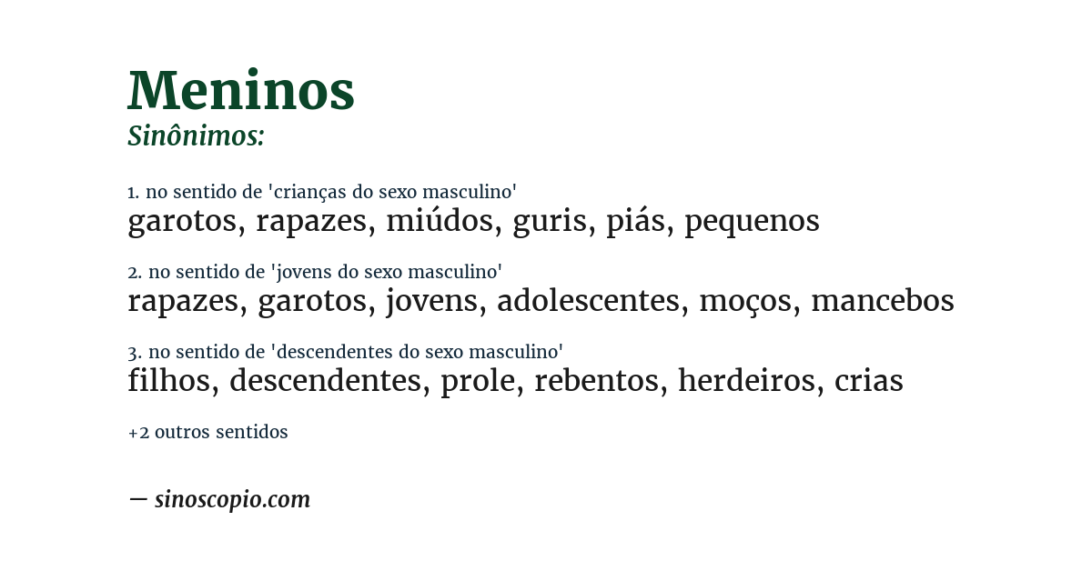 Sinônimo de meninos