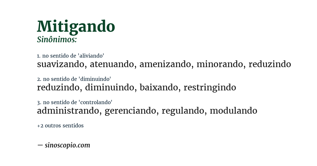 Sinônimo de mitigando