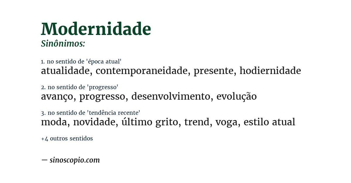 Sinônimo de modernidade