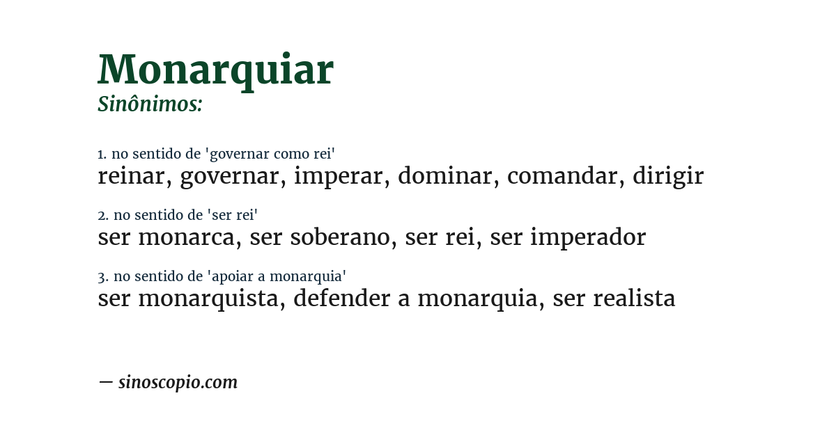 Sinônimo de monarquiar