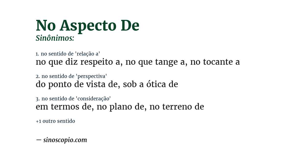 Sinônimo de no aspecto de