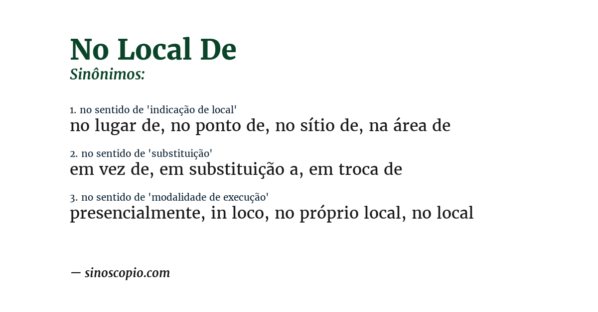 Sinônimo de no local de