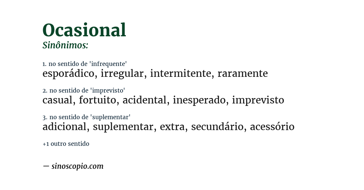 Sinônimo de ocasional