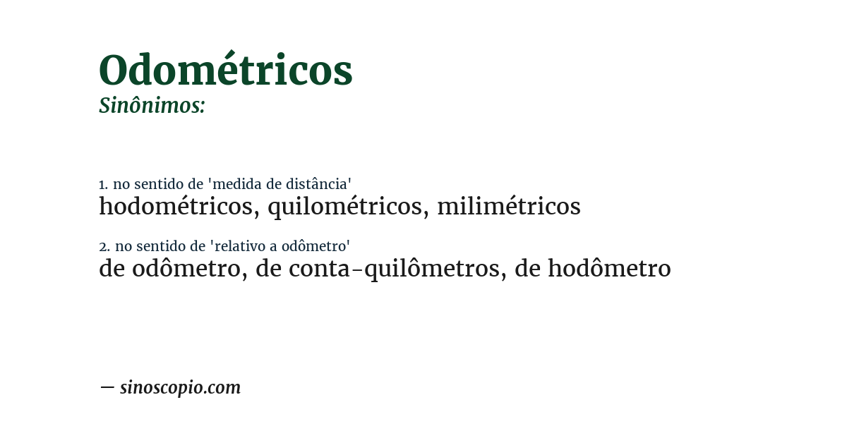 Sinônimo de odométricos