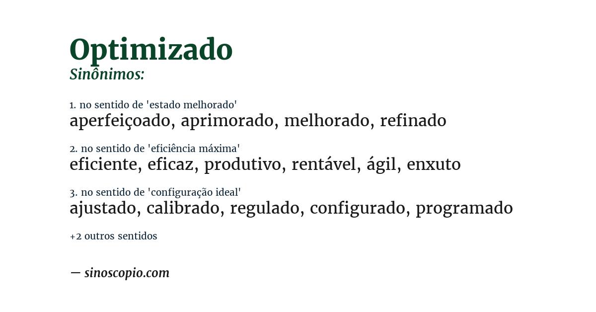 Sinônimo de optimizado