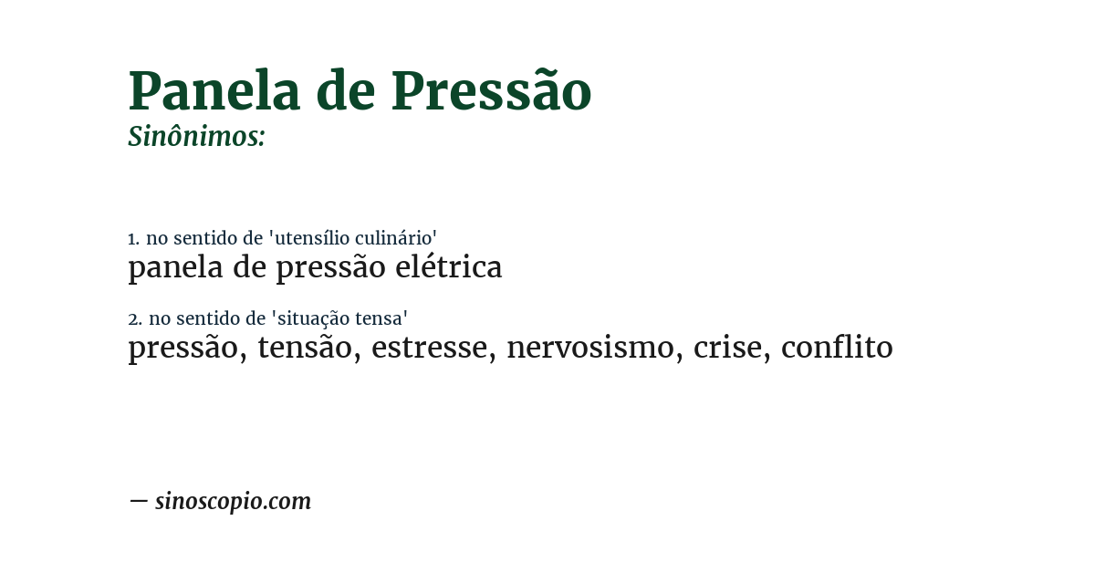 Sinônimo de panela de pressão