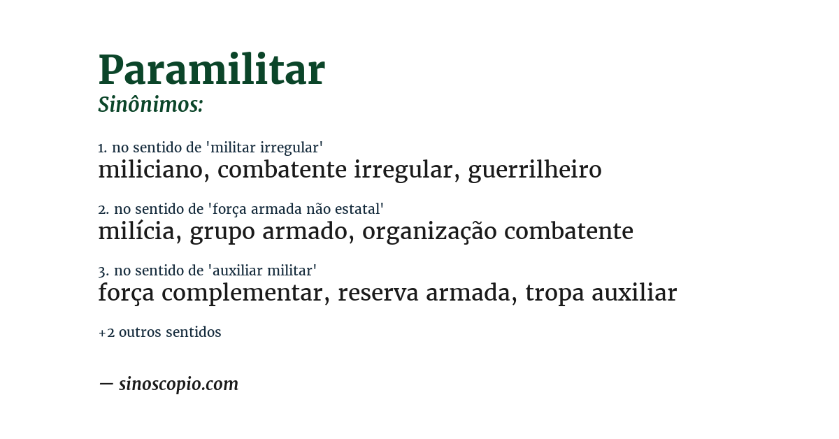 Sinônimo de paramilitar