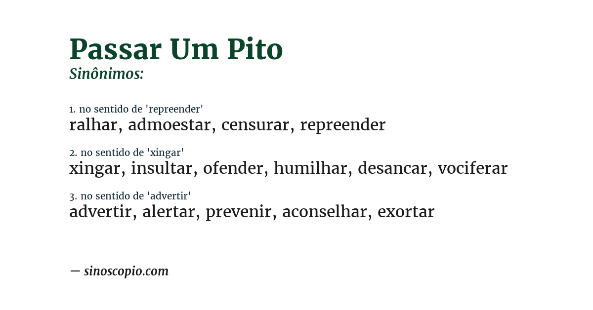 Sinônimo de passar um pito