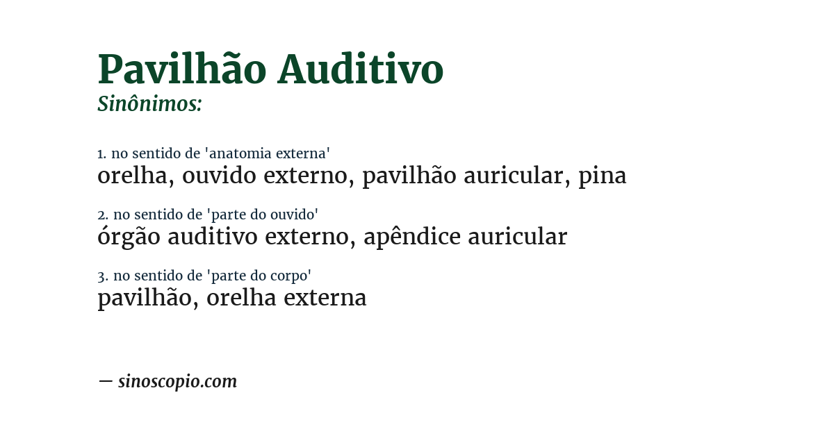 Sinônimo de pavilhão auditivo