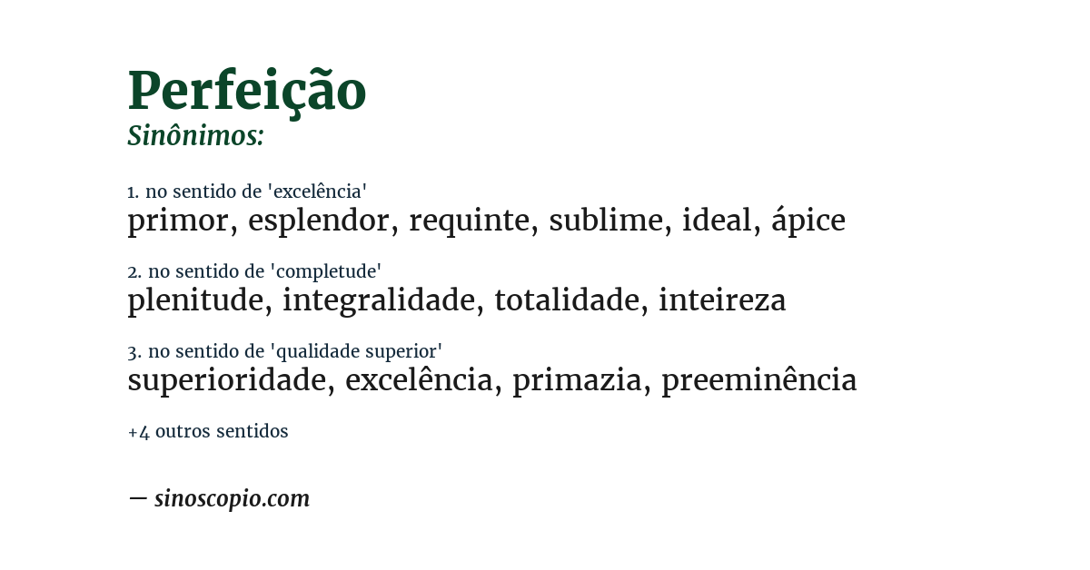 Sinônimo de perfeição