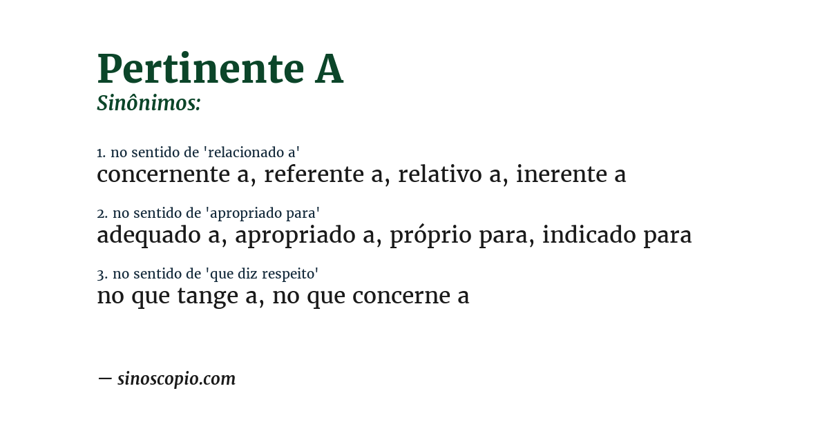 Sinônimo de pertinente a