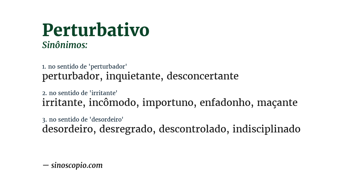 Sinônimo de perturbativo