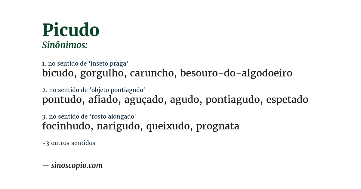 Sinônimo de picudo