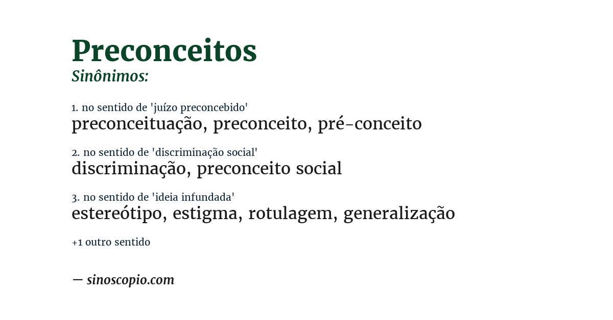Sinônimo de preconceitos