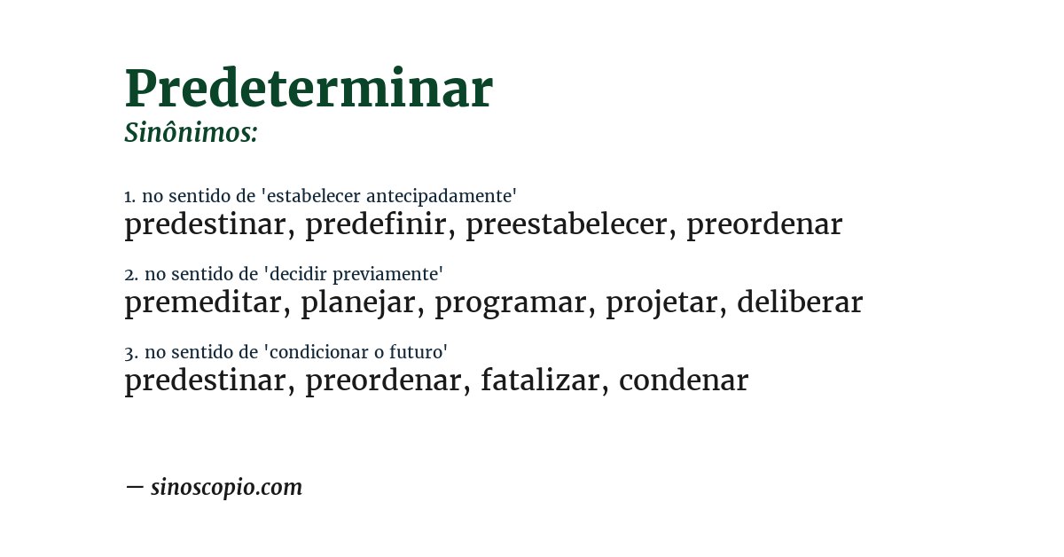 Sinônimo de predeterminar