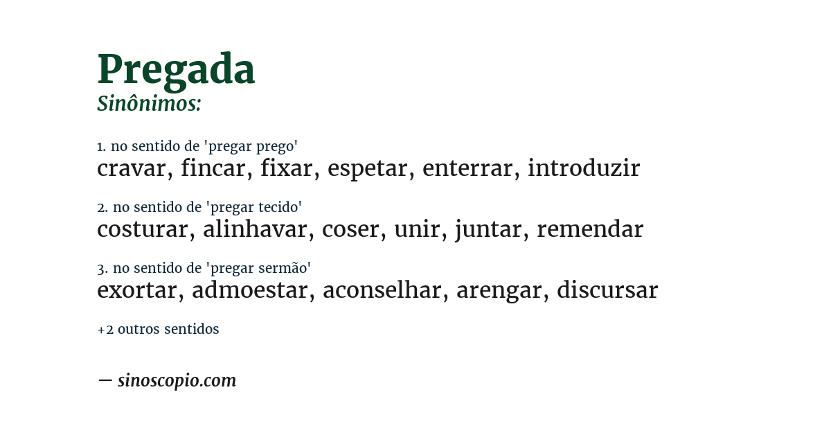 Sinônimo de pregada
