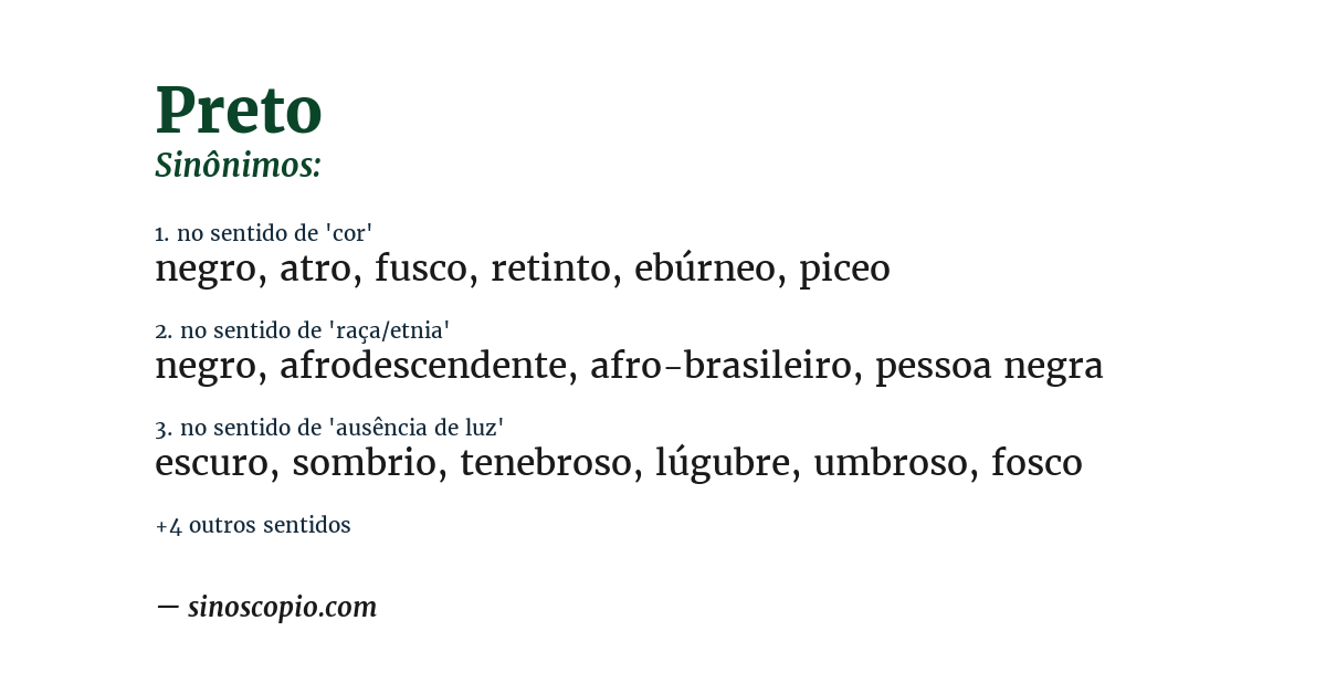 Sinônimo de preto