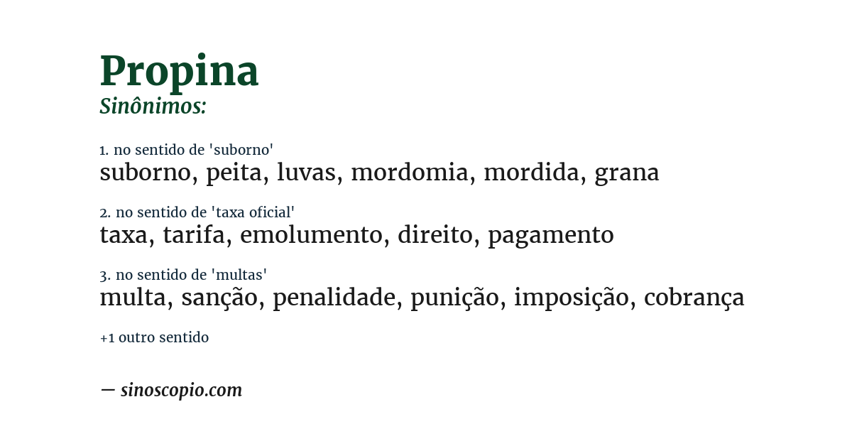 Sinônimo de propina