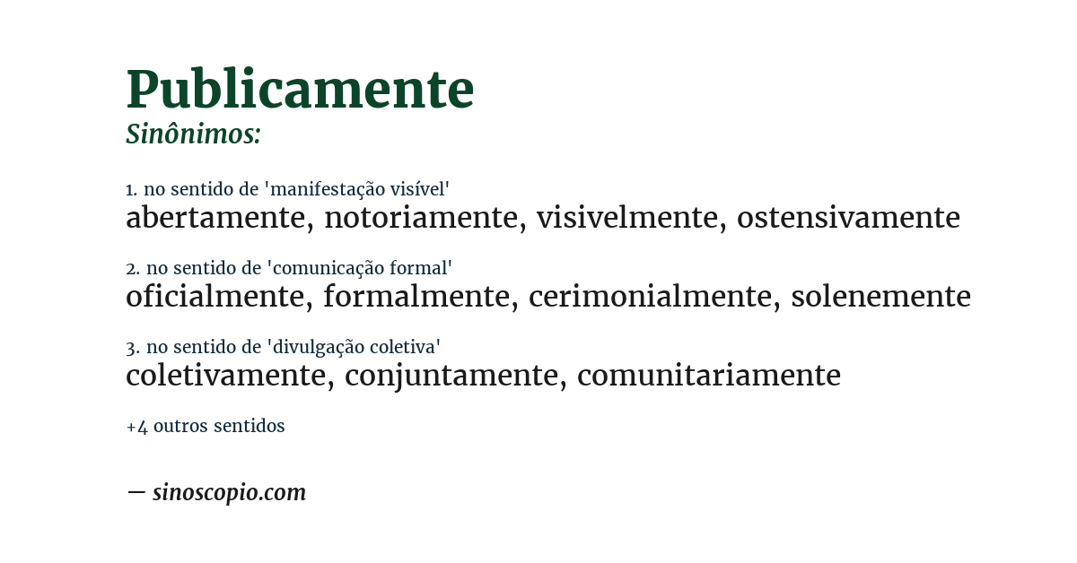 Sinônimo de publicamente