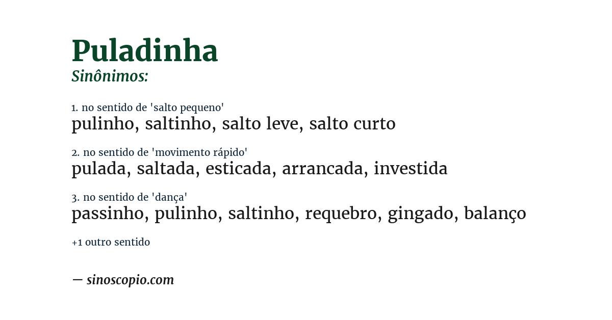 Sinônimo de puladinha