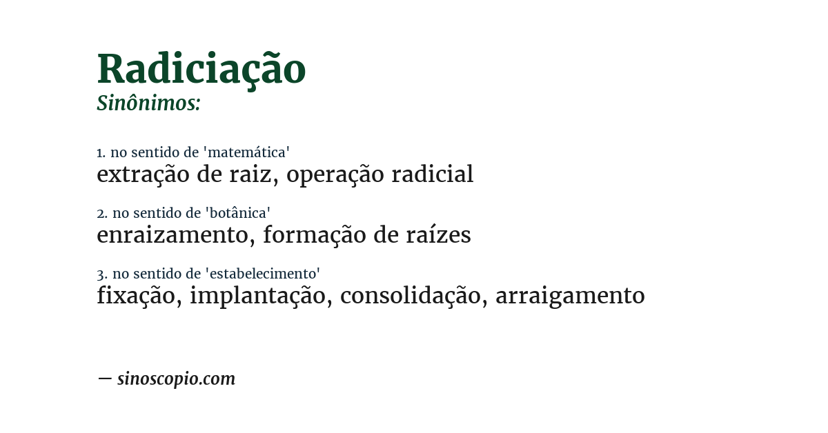 Sinônimo de radiciação