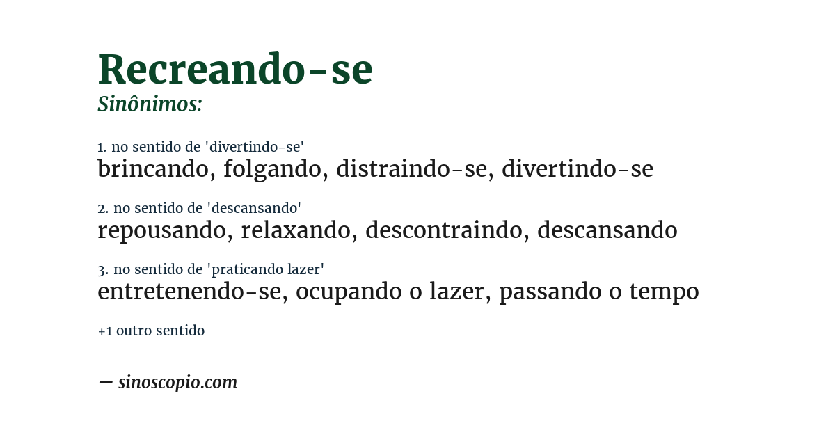 Sinônimo de recreando-se