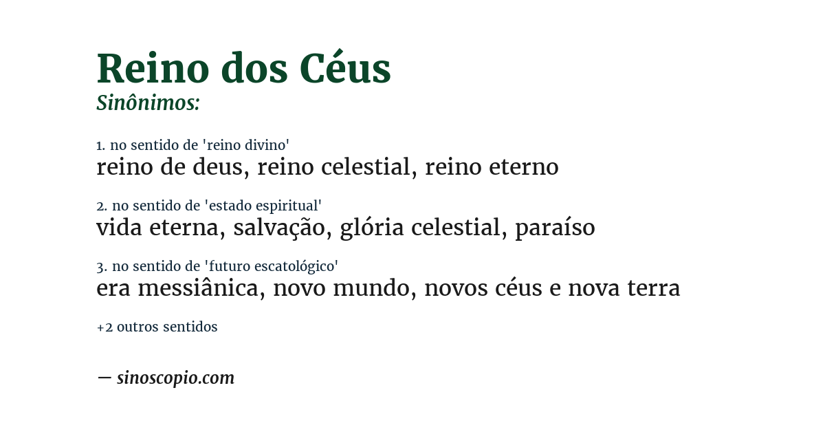 Sinônimo de reino dos céus