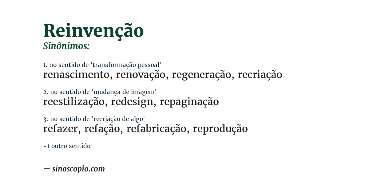 Sinônimo de reinvenção