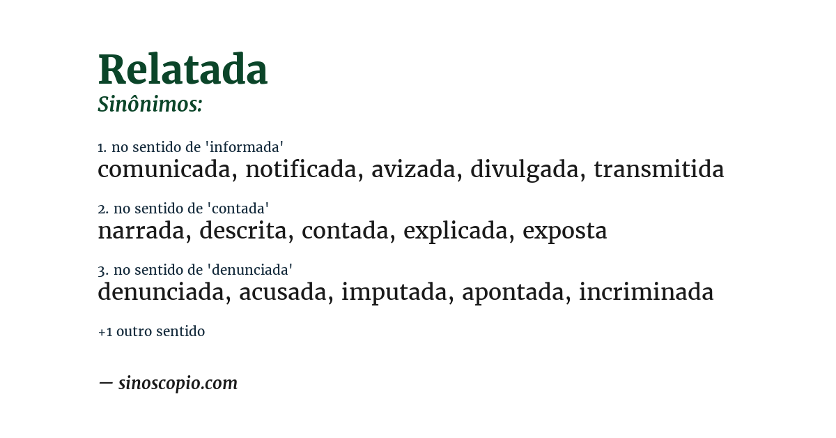 Sinônimo de relatada
