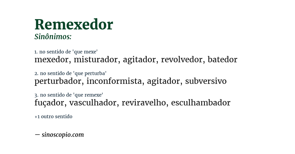 Sinônimo de remexedor