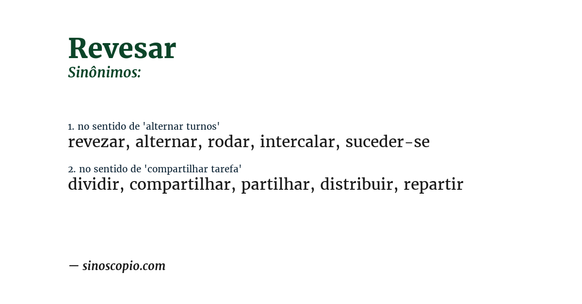 Sinônimo de revesar