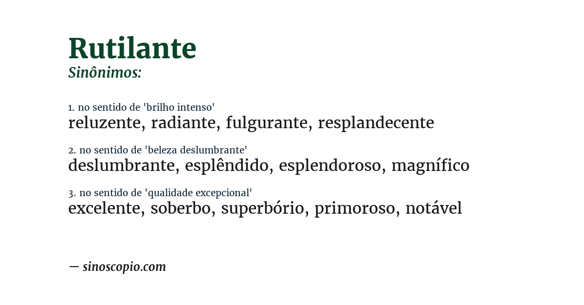 Sinônimo de rutilante
