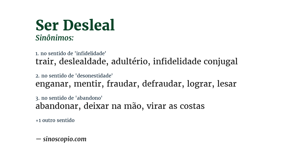 Sinônimo de ser desleal