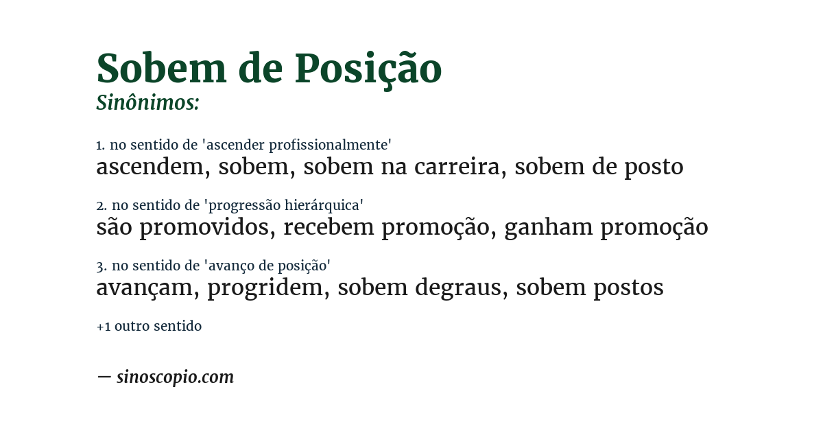 Sinônimo de sobem de posição