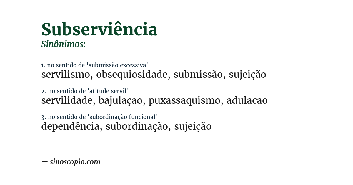 Sinônimo de subserviência