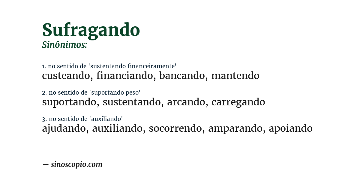 Sinônimo de sufragando