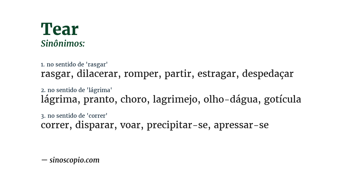Sinônimo de tear