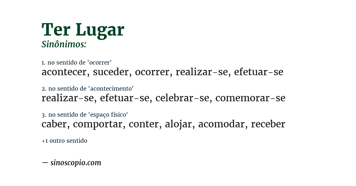 Sinônimo de ter lugar