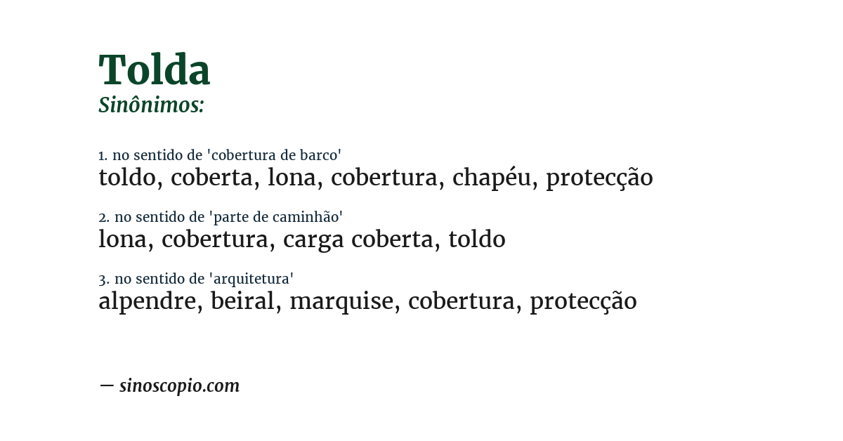 Sinônimo de tolda