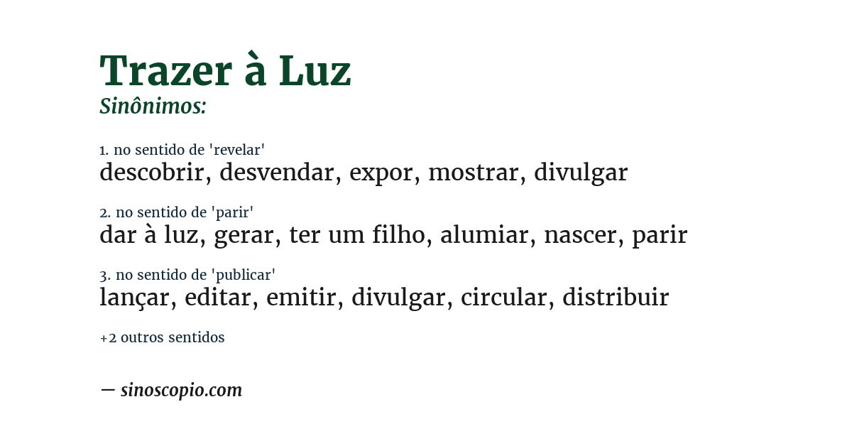 Sinônimo de trazer à luz