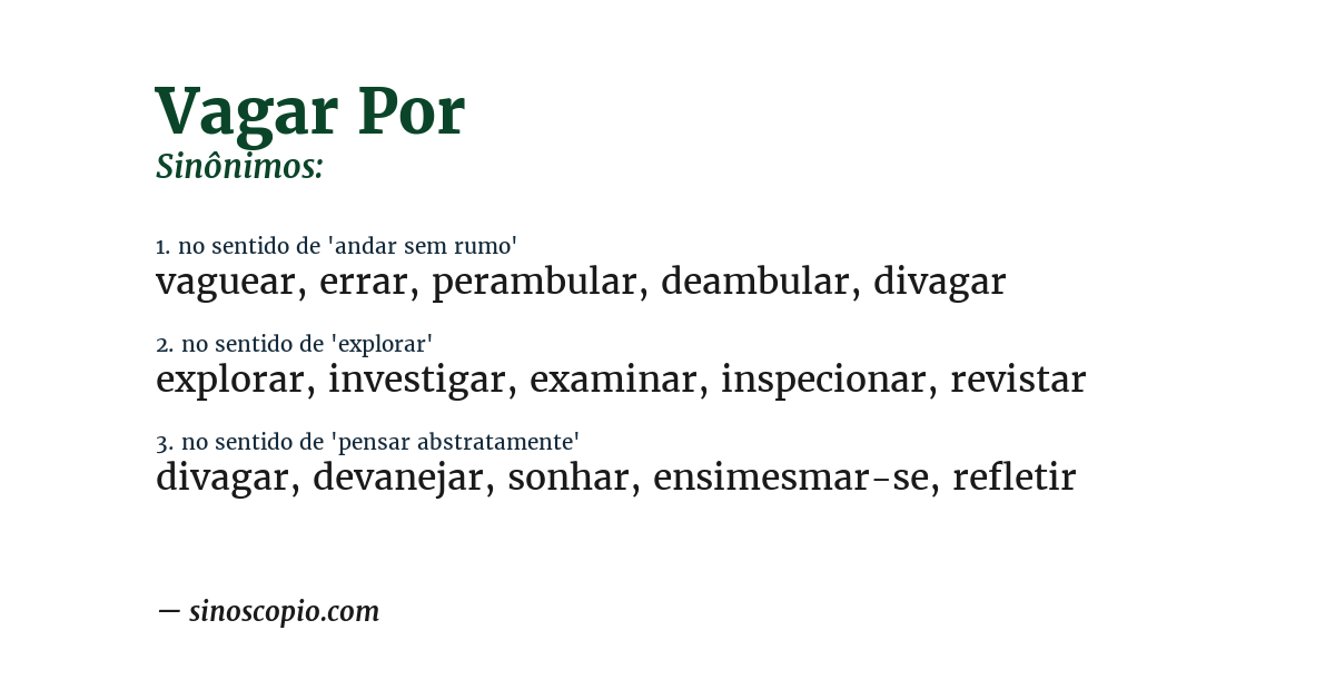 Sinônimo de vagar por