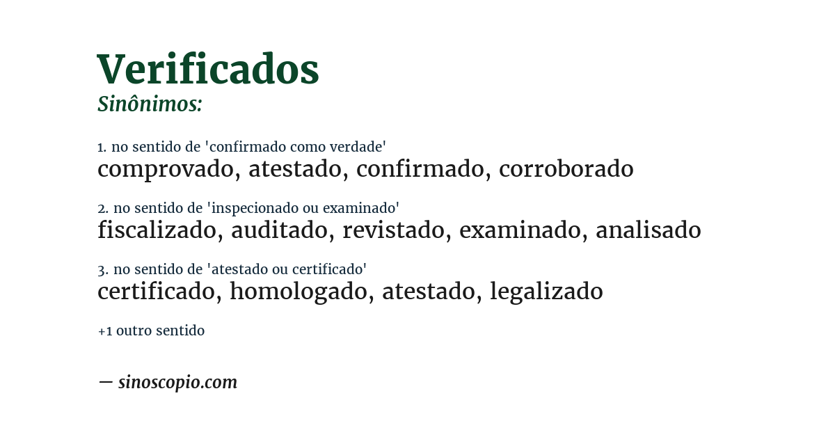 Sinônimo de verificados