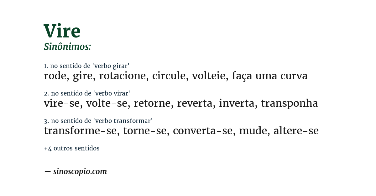 Sinônimo de vire