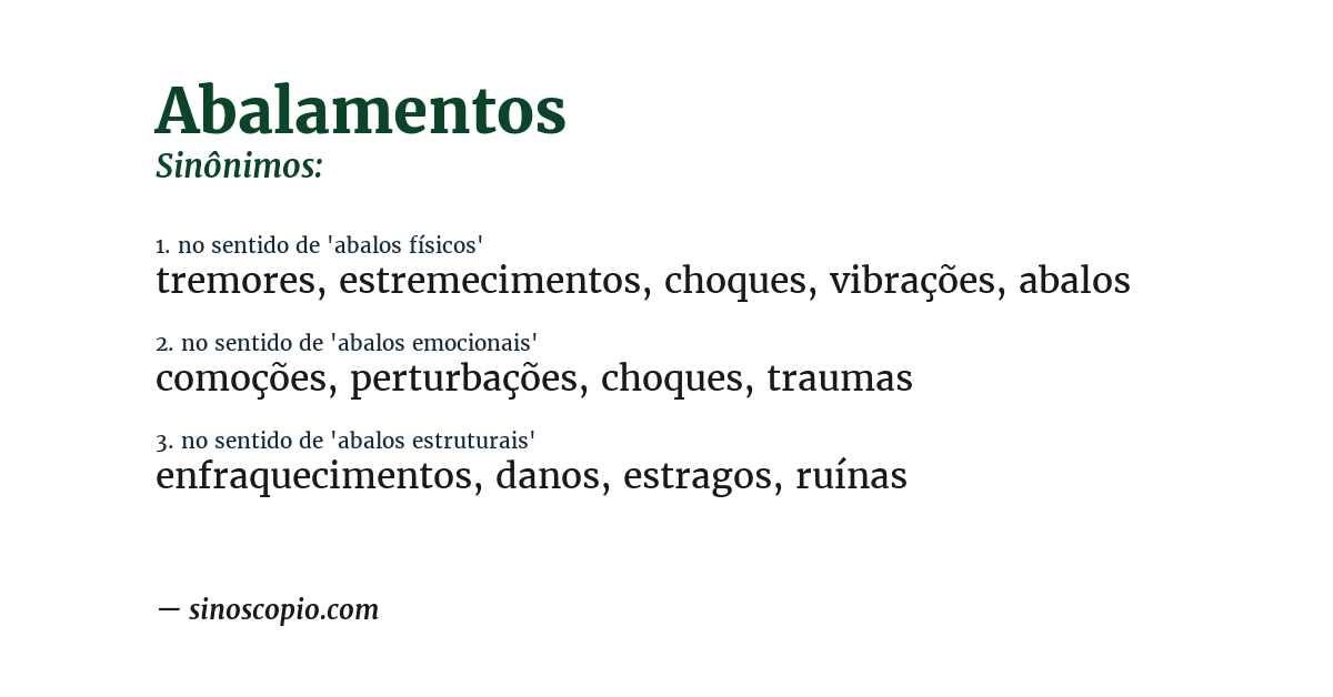 Sinônimo de abalamentos