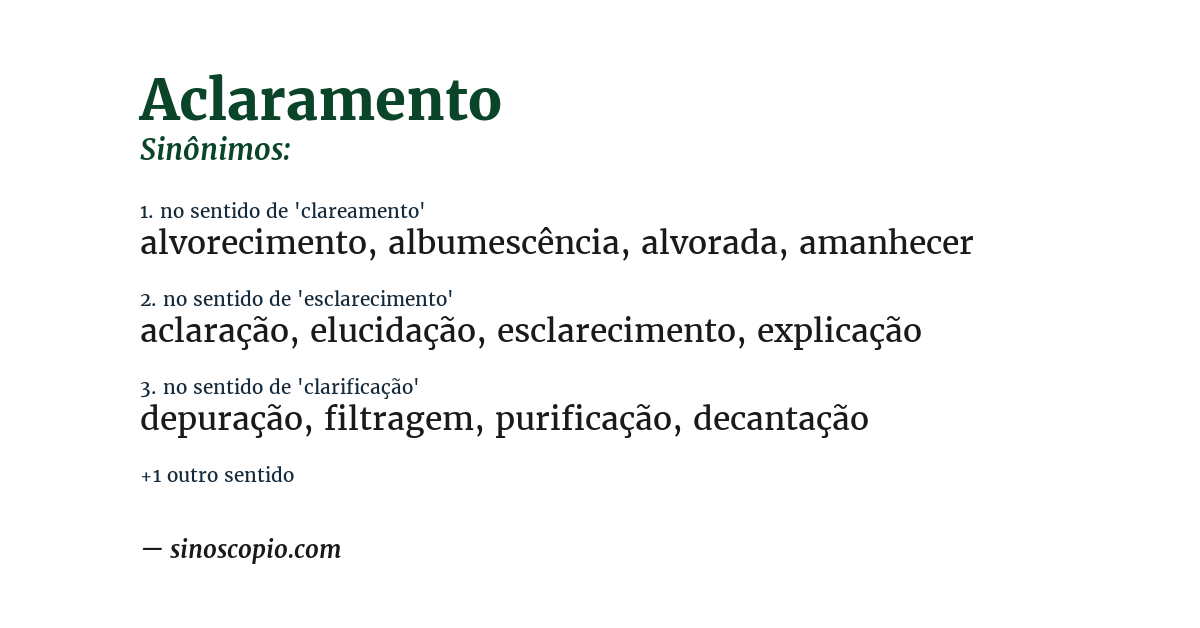 Sinônimo de aclaramento